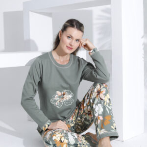 %100 Pamuk Uzun Kol Kadın Pijama Takımı 98234