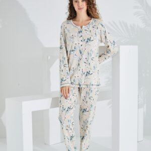 %100 Pamuk Uzun Kol Kadın Pijama Takımı 98283