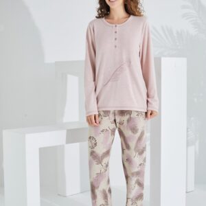 %100 Pamuk Uzun Kol Kadın Pijama Takımı 98409