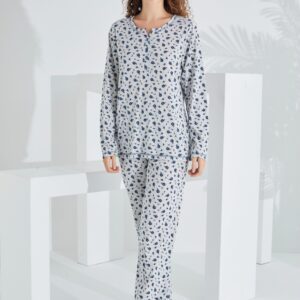 %100 Pamuk Uzun Kol Kadın Pijama Takımı 98280