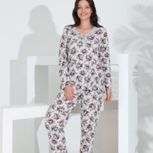 Angelique %100 Pamuk Uzun Kol  Kadın Pijama Takımı 21512