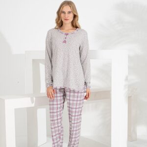 Angelique %100 Pamuk Uzun Kol  Kadın Pijama Takımı 21522