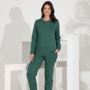 Etoile %100 Pamuk Uzun Kol Düz Renk Manşetli Cepli Kadın Pijama Takımı 98512