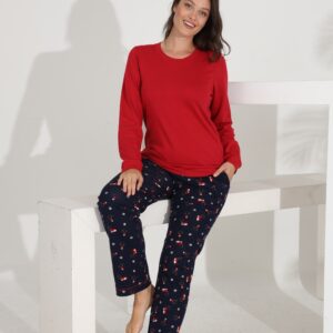 Etoile %100 Pamuk Uzun Kol Manşetli Cepli Kadın Pijama Takımı 98515-516
