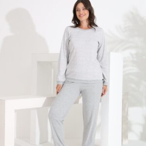 Etoile %100 Pamuk Uzun Kol Manşetli Cepli Kadın Pijama Takımı 98510-511